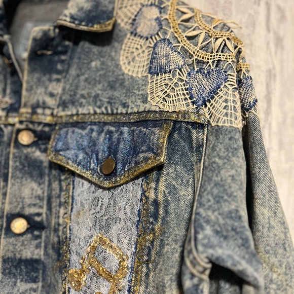 London Fog Embellished Jean Jacket – Vintage Style – L - Picture 3 of 6